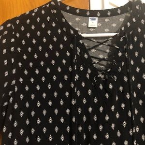 Black and white lace up top